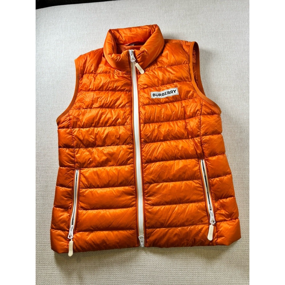 Burberry Halstock Down Puffer Vest Orange Mens Size M Logo Gilet Jacket 8026499⁠